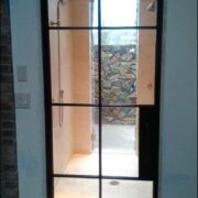Iron French Door with Grill Window Design